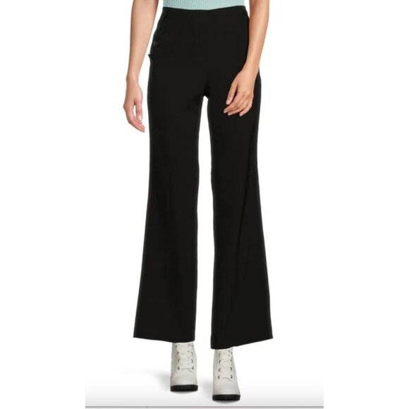 Karl Lagerfeld Paris Solid Wide Leg Pants - Picture 3 of 7
